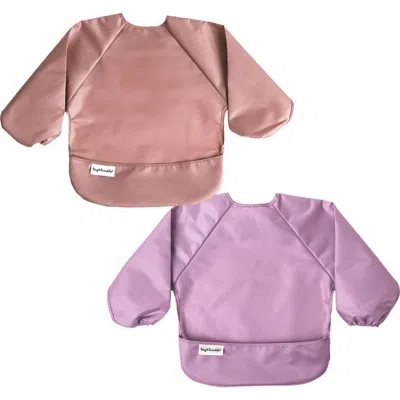 Tiny Twinkle Kids'  Mess-proof/waterproof 2-pack Long-sleeve Bib In Purple