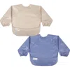 Tiny Twinkle Kids'  Mess-proof/waterproof 2-pack Long-sleeve Bib In Blue
