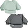 Tiny Twinkle Kids'  Mess-proof/waterproof 2-pack Long-sleeve Bib In Green