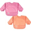 Tiny Twinkle Kids'  Mess-proof/waterproof 2-pack Long-sleeve Bib In Orange