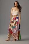 TINY ONE-OF-A-KIND VINTAGE SCARF PIECED MAXI SKIRT