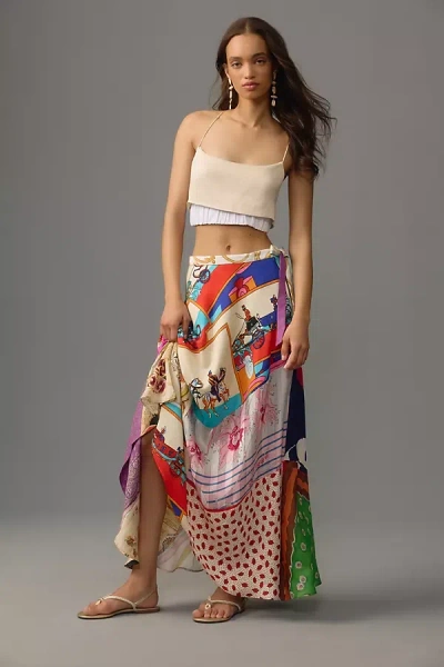 Tiny Vintage Scarf Maxi Skirt In Multicolor