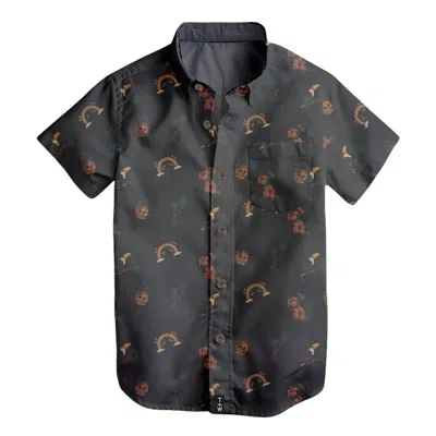Tiny Whales Kids' Boy's Aloha Vibes Button Up Top In Black