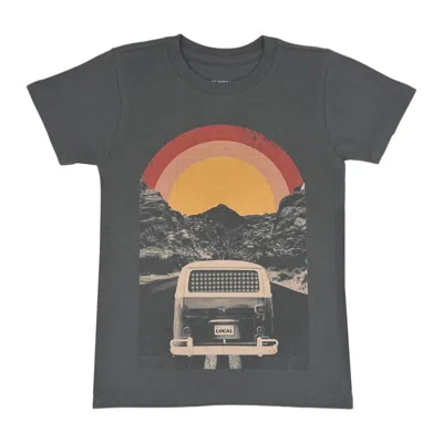 Tiny Whales Kids' Boy's Enjoy The Ride Short Sleeve Tee In Faded Black