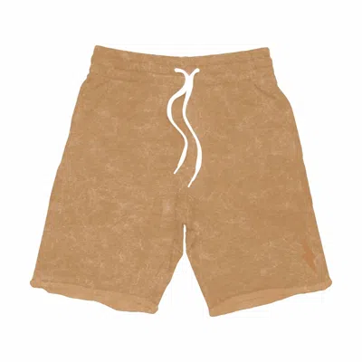 Tiny Whales Kids' Boy's French Terry Sequoia Shorts In Mineral Wash Rust In Multi