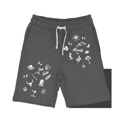 Tiny Whales Kids' Boy's Malone Sweat Short In Faded Black