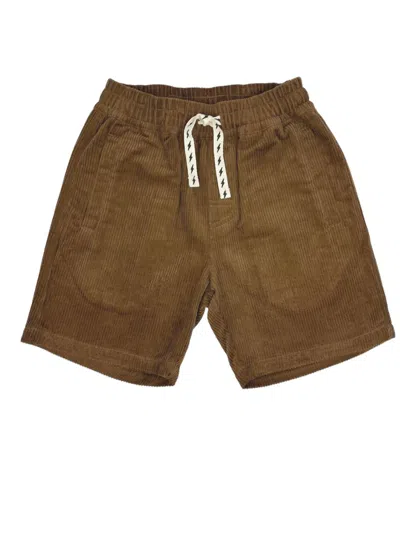 Tiny Whales Kids' Boy's Mesquite Walk Short In Chocolate In Gold