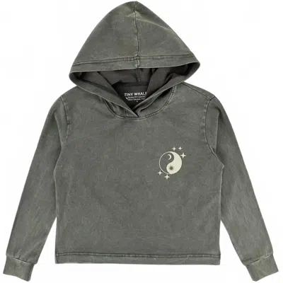 Tiny Whales Kids' Boys' Cosmic Hooded Long Sleeve Tee In Mineral Black In Gray