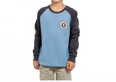 Tiny Whales Kids' Boys Lakeside Long Sleeve Sweatshirt In Dusty Blue/ Vintage Black