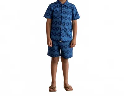 Tiny Whales Kids' Boys Laredo Button Shirt In Navy In Animal Print