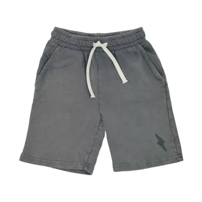 Tiny Whales Kids' Boys' Road Tripper Sweat Short In Mineral Black In Gray