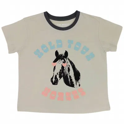 Tiny Whales Kids' Girl's Hold Your Horses Super Tee In Parchment In Beige
