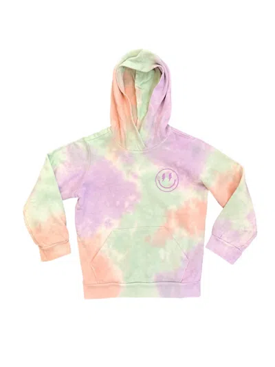Tiny Whales Kids' Girl's Kaleidoscope Smiley Hoodie In Purple In Multi