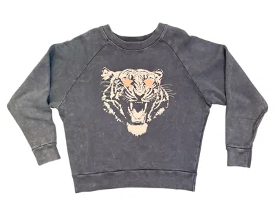 Tiny Whales Kids' Girl's Star Struck Boxy Sweatshirt In Grey In Gray
