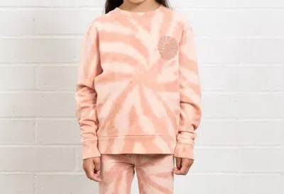 Tiny Whales Kids' Girls Tie Dye Boxy Sweatshirt In Orange In Pink