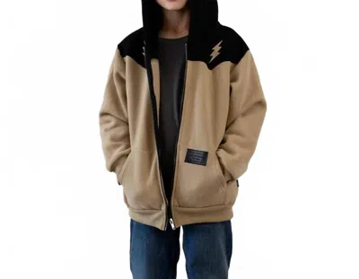 Tiny Whales Kids' High Voltage Hoodie In Tan In Brown