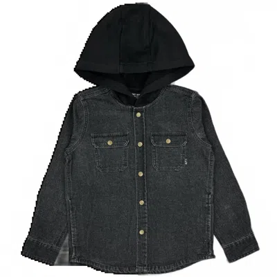 Tiny Whales Kid's Coastline Shacket In Black Denim