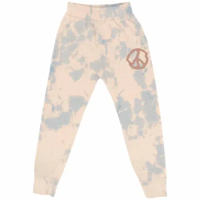 Tiny Whales Kid's Head In The Clouds Jogger Pants In Faded Pink In Multi