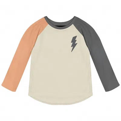 Tiny Whales Kid's Long Sleeve Bolt Tee In Orange In Multi