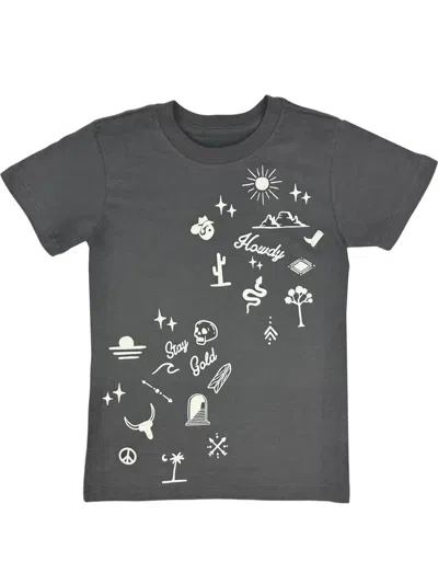 Tiny Whales Kid's Malone Short Sleeve Tee In Faded Black