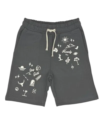 Tiny Whales Kid's Malone Sweat Short In Faded Black