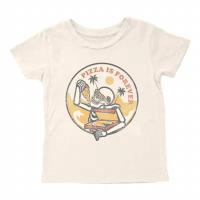 Tiny Whales Kid's Pizza Is Forever Short Sleeve Tee In Natural In White