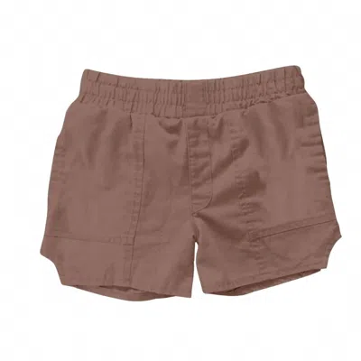 Tiny Whales Kid's Sojourner Dad Shorts In Chocolate In Gold