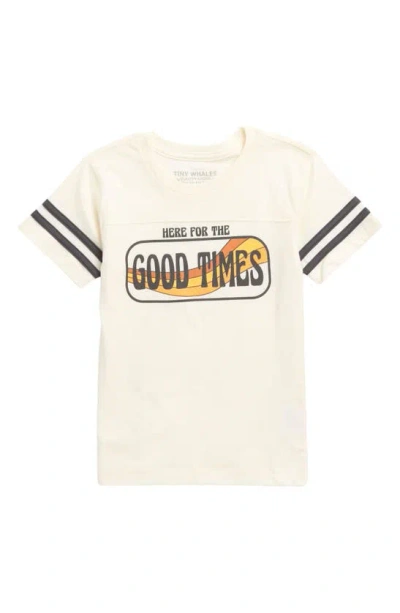 Tiny Whales Kids' Good Times Graphic Football T-shirt In Natural/vintage Black