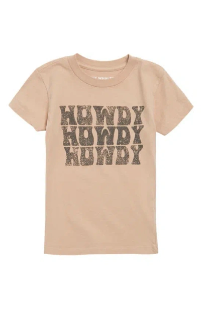 Tiny Whales Kids' Howdy Graphic T-shirt In Wheat