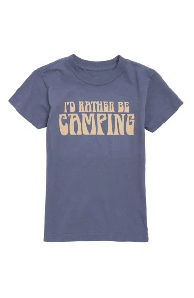 Tiny Whales Kids' I'd Rather Be Camping Graphic T-shirt In River
