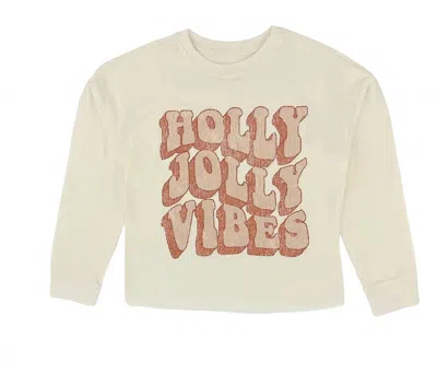Tiny Whales Kids' Long Sleeve Tee In Holly Jolly Vibes In Neutral