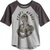 Tiny Whales Kids' Rebel Raglan Sleeve Cotton Graphic T-shirt In Black