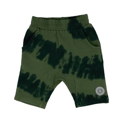 Tiny Whales Kids' Welcome To The Jungle Cozy Time Short In Green Tie Dyed