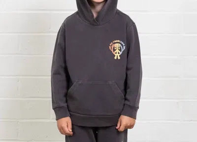 Tiny Whales Kids' No Problemo Hoodie In Mineral Black In Blue