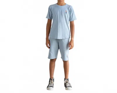 Tiny Whales Kids' Raw Power Stonewashed Shorts In Mineral Stone Blue In Multi