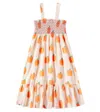 Tinycottons Apples Printed Shirred Cotton Dress In Orange