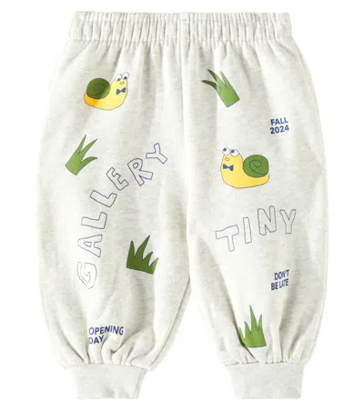 Tinycottons Baby Artsy Snail Cotton Sweatpants In Grey
