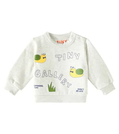 Tinycottons Baby Artsy Snail Cotton Sweatshirt In Grey