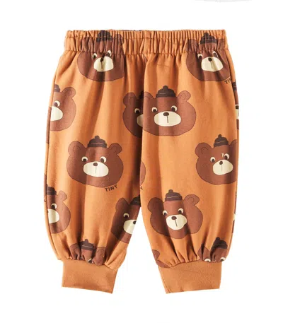 Tinycottons Baby Bears Printed Cotton-blend Sweatpants In Brown