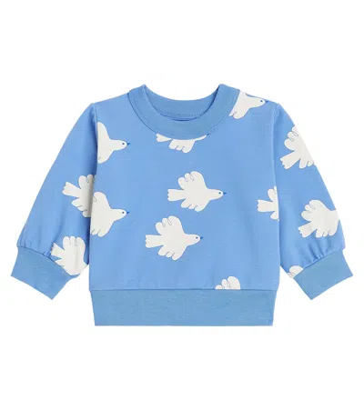 Tinycottons Baby Doves Cotton-blend Sweatshirt In Blue