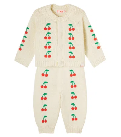 Tinycottons Baby Embroidered Cotton Cardigan And Pants Set In Neutral