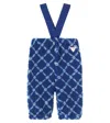 Tinycottons Baby Flower Checked Fleece Pants In Blue