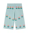 Tinycottons Baby Flower Knitted Cotton And Wool Pants In Blue