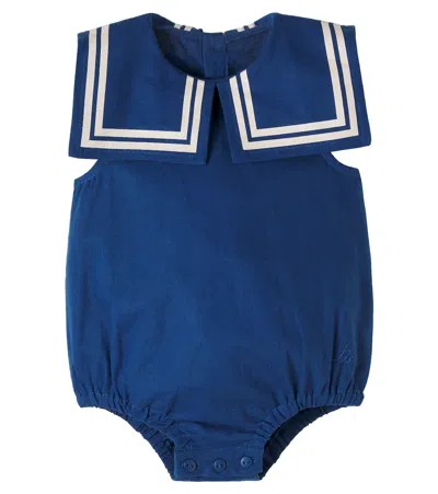Tinycottons Baby Linen And Cotton Bodysuit In Blue