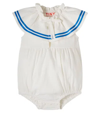Tinycottons Baby Linen And Cotton Bodysuit In White