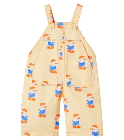 Tinycottons Baby Readers Printed Cotton Overalls In Yellow