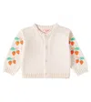 Tinycottons Baby Strawberries Embroidered Cotton Cardigan In Beige