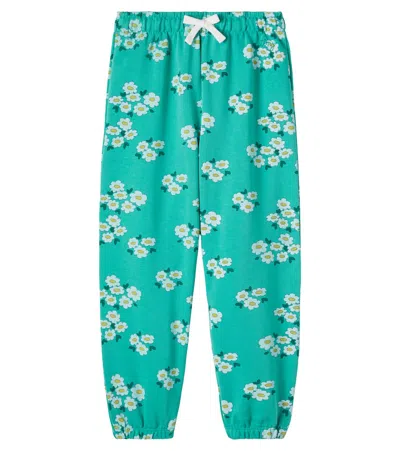 Tinycottons Kids' Blossoms Floral Cotton Jersey Sweatpants In Green