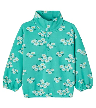 Tinycottons Kids' Blossoms Floral Cotton Jersey Sweatshirt In Blue