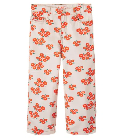 Tinycottons Kids' Blossoms Twill Straight Jeans In Multi